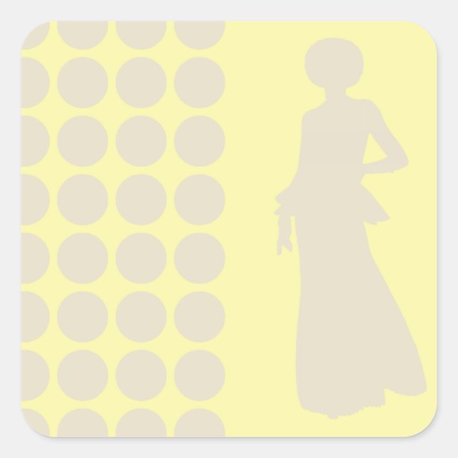 Cream Neutral Dots Fashion Silhouette Square Sticker (Front)