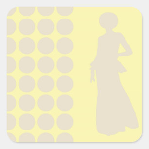 Cream Neutral Dots Fashion Silhouette Square Sticker
