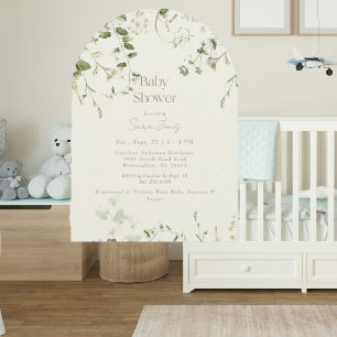 Cream Neutral Greenery Arch Baby Shower  Invitation