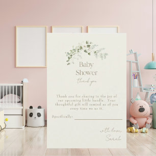 Cream Neutral Greenery Baby Shower Thank You Card