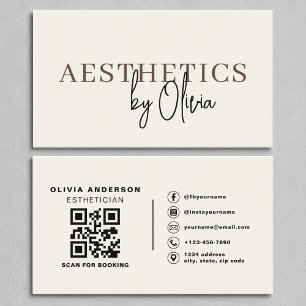 Cream Neutral Skincare Aesthetician QR Code  Business Card