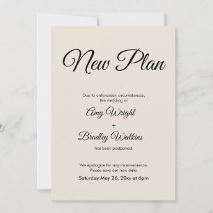 Cream New Plan Postponed Wedding Announcement