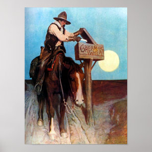 Cream of Wheat Cowboy Postman N C Wyeth Circa 1908 Poster