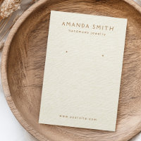 Cream off-white linen print earring display card