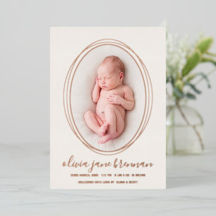 Cream Off White Newborn Photo Stats Card
