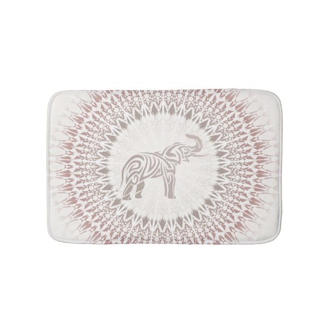 Cream Ombre Elephant Mandala Bath Mat (Front)