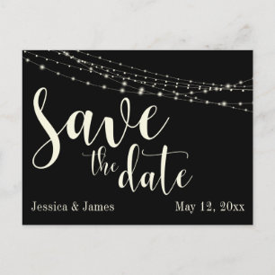 Cream on Black 30 with Lights Save the Date 2 Announcement Postcard