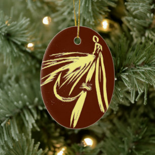 Cream on Brown Wet Fly Christmas Ornament