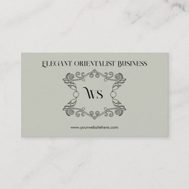 Cream Orientalist Ornament Business Card (Front)