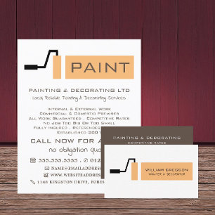 Cream Paint Roller, Painter & Decorator Business Card