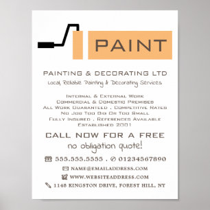 Cream Paint Roller, Painter & Decorator Poster