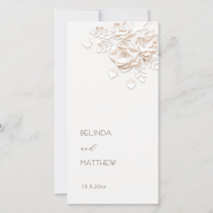 Cream Paper Cut Roses Simple Wedding Program