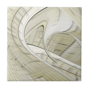 Cream Pastel Autumn Abstract Art Tile