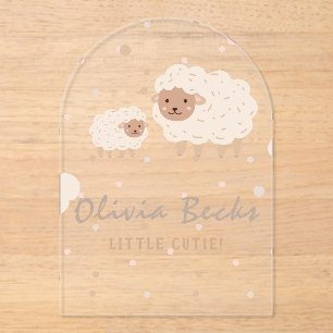 Cream Pastel Illustrative Baby Shower Acrylic Invitations