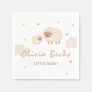 Cream Pastel Illustrative Baby Shower Napkin