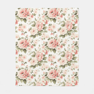 Cream pastel roses  fleece blanket