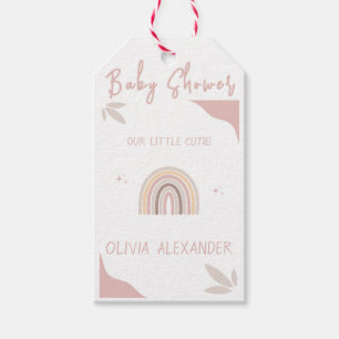 Cream Pastel Simple Minimalist Baby Shower Gift Tags