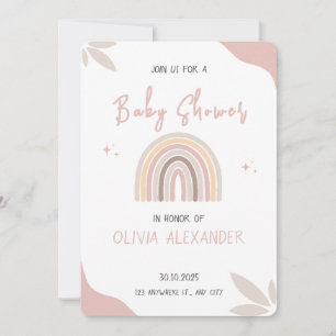 Cream Pastel Simple Minimalist Baby Shower Invitation