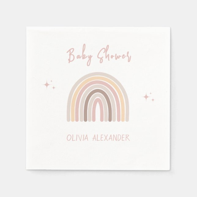 Cream Pastel Simple Minimalist Baby Shower Napkin (Front)