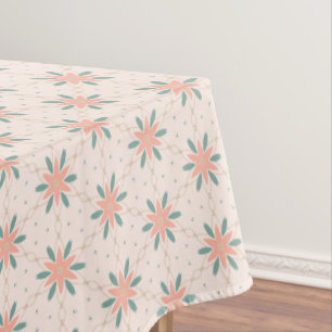 Cream, Peach and Sage Green boho floral pattern  Tablecloth