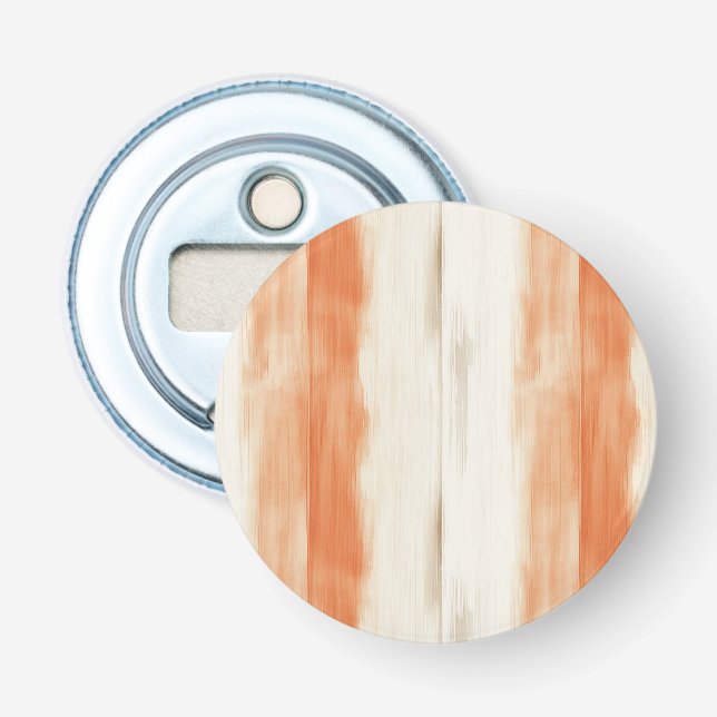 Cream Peach Orange Stripes   Bottle Opener (Front)