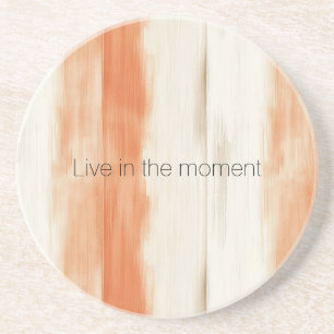 Cream Peach Orange Stripes Coaster