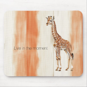 Cream Peach Orange Stripes Giraffe Safari Animal Mouse Mat