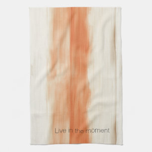 Cream Peach Orange Stripes Tea Towel
