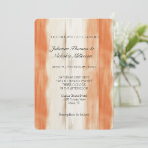 Cream Peach Orange Stripes Wedding Invitation