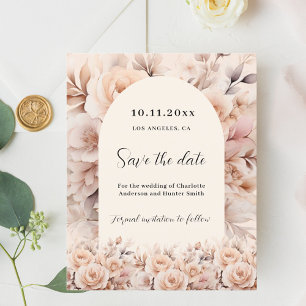 Cream peach rose arch budget wedding Save the Date Flyer