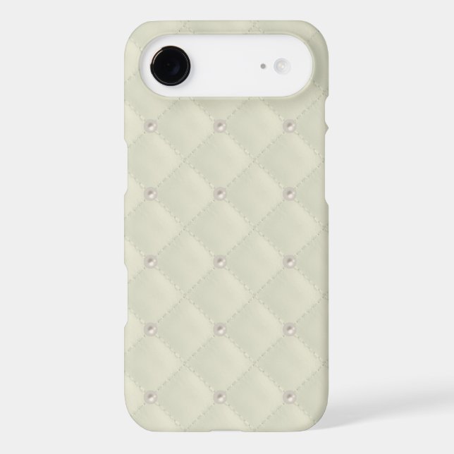 Cream Pearl Stud Quilted Case-Mate iPhone Case (Back)