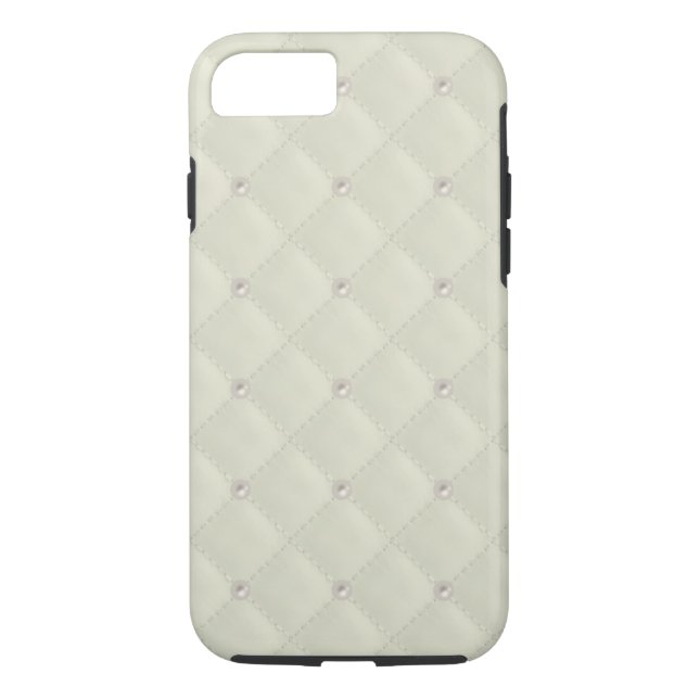 Cream Pearl Stud Quilted Case-Mate iPhone Case (Back)