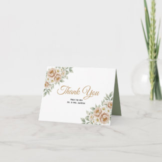Cream Peony Floral Wedding Thank You Card
