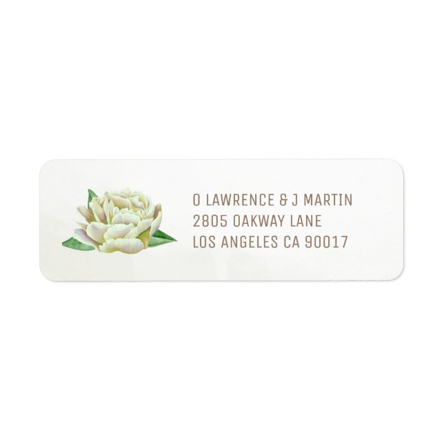 Cream Peony Return Address Labels (Front)