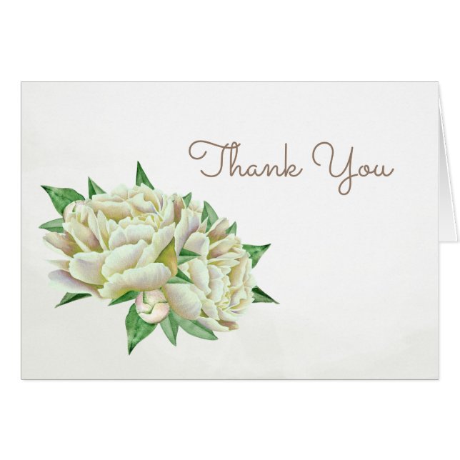 Cream Peony Thank You Card (Front Horizontal)