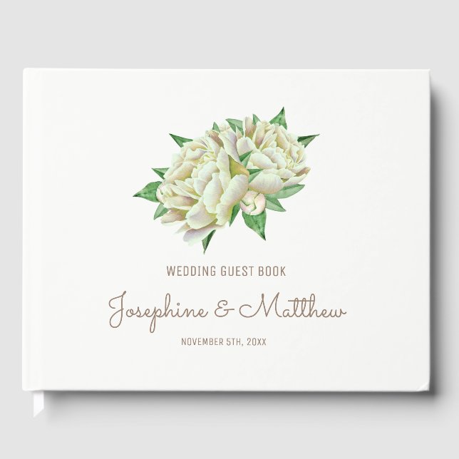 Cream Peony Wedding Guest Book (Front)