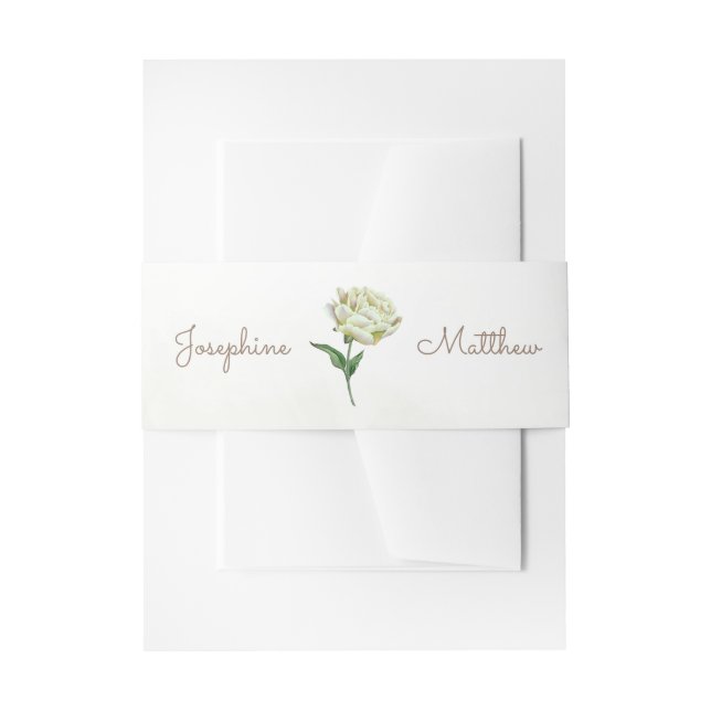 Cream Peony Wedding Invitation Belly Bands Invitation Belly Band (Front Example)