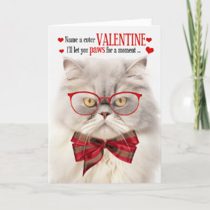 Cream Persian Cat Valentine Feline Humour Holiday Card