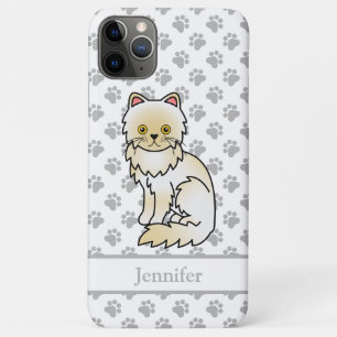 Cream Persian Cute Cartoon Cat & Name iPhone 11 Pro Max Case
