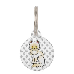 Cream Persian Cute Cartoon Cat & Pet's Info Pet Tag