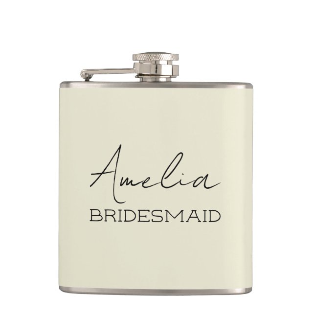Cream Personalised Bridesmaid Hip Flask (Front)