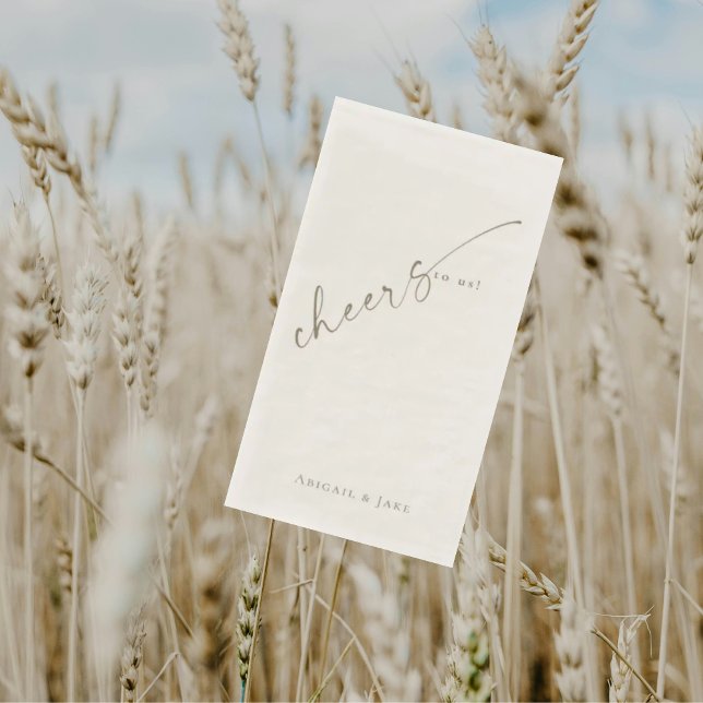 Cream Personalised Cheers to Us Wedding Guest Napkin (Creator Uploaded)