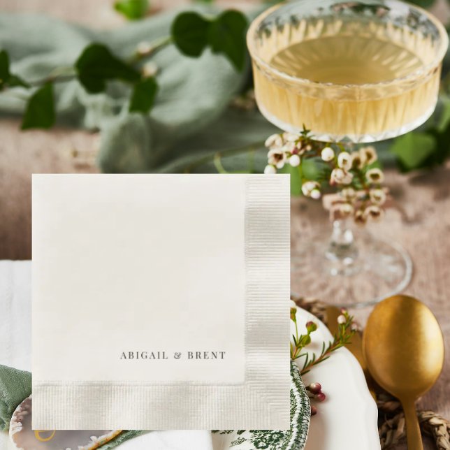 Cream Personalised Coined Wedding Cocktail Napkin (Creator Uploaded)
