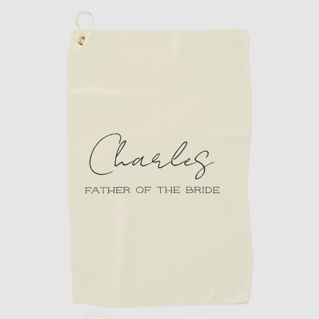 Cream Personalised Father of the Bride Golf Towel (Front)