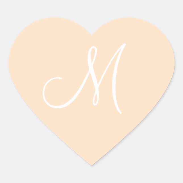 Cream  Personalised Initial Invitation Heart Sticker (Front)