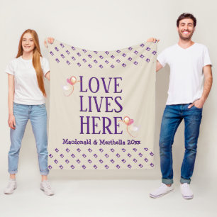 CREAM Personalised LOVE LIVES HERE Keepsake Fleece Blanket