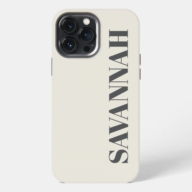 Cream personalised name simple  iPhone case (Back)