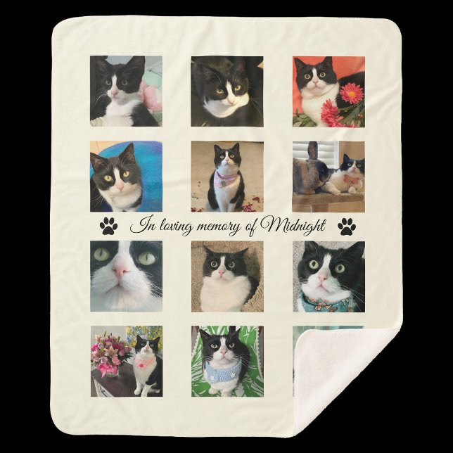 Cream Photo Cat Loss Memorial Sherpa Blanket (Creator Uploaded)