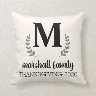 Cream Pillow with Personalise Family Initial