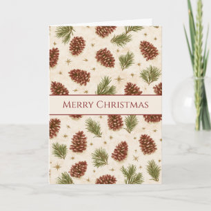 Cream Pine Cones Christmas Card